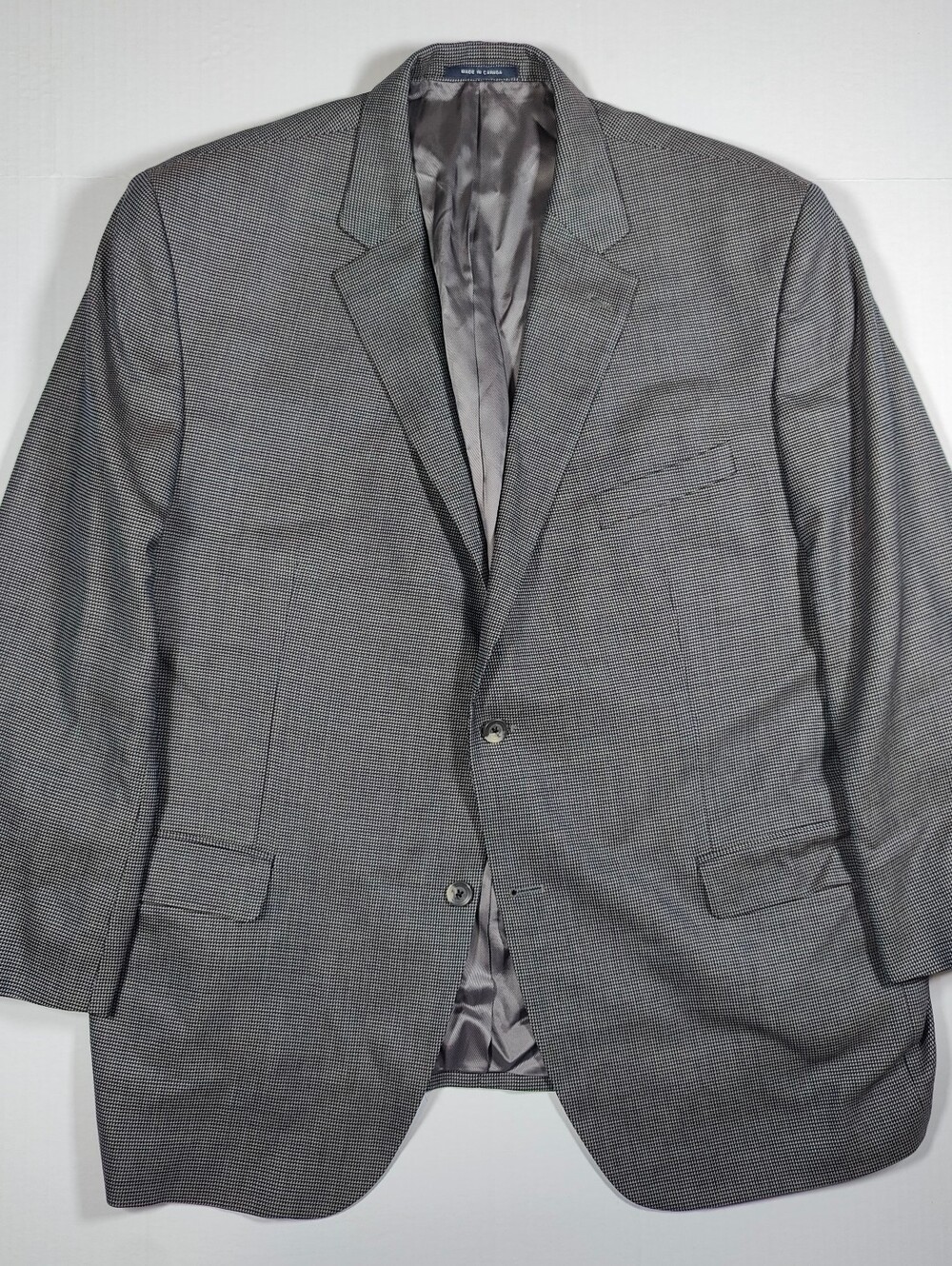 VTG Cremieux 100% Loro Piana Wool Gray Birdseye Blazer Sz 50R Canada Union Made